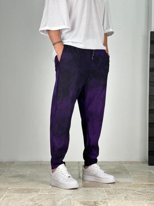 Mor Fitilli Kumaş Batik Pantolon