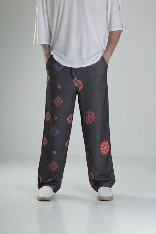 Etnik Desenli Baggy Pantolon