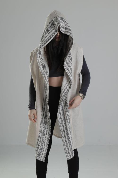 Etnik Desenli Şeritli Kimono