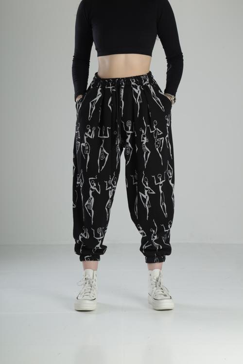 Desenli Pileli Jogger