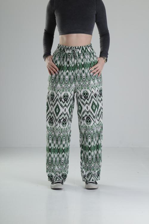 Etnik Yeşil Baggy Pantolon