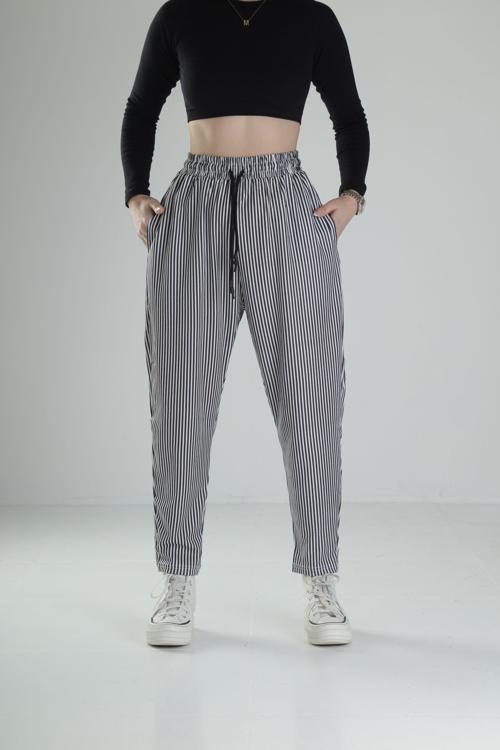 Bürümcük Kumaş Çizgili Baget Pantolon