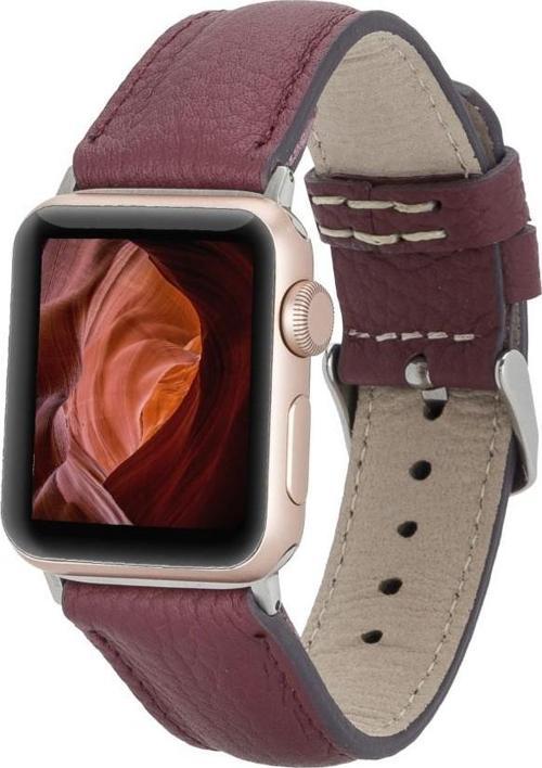 Apple Watch Uyumlu Deri Kordon 42-44-45mm FL6 Bordo