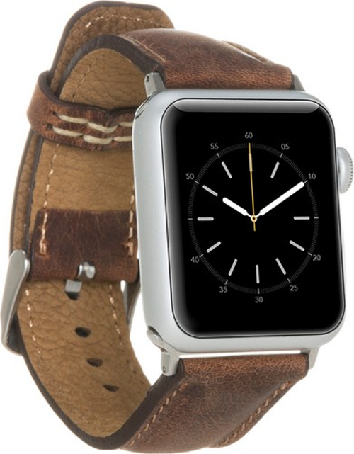 Apple Watch Uyumlu Deri Kordon 42-44-45mm G2 Kahverengi