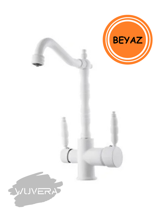 Beyaz Arıtmalı Vintage Mutfak Bataryası – Rustik Tasarım ile Şıklık ve Sağlık Bir Arada!