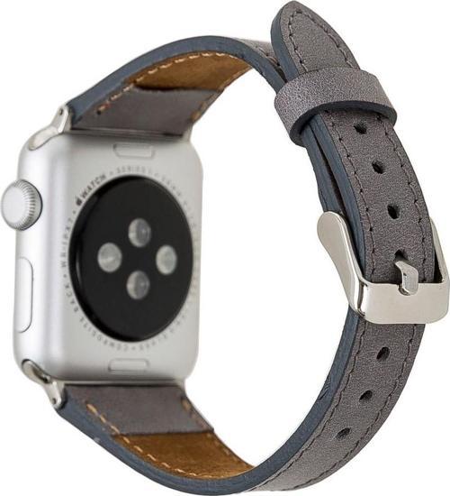 Apple Watch Uyumlu Deri Kordon 42-44-45mm Slim RST9 Gri