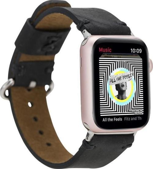 Apple Watch Uyumlu Deri Kordon Orfe 42-44-45mm G1 Siyah