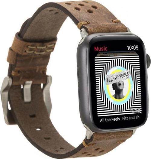 Apple Watch Uyumlu Deri Kordon Vigo 42-44-45mm G2 Kahve
