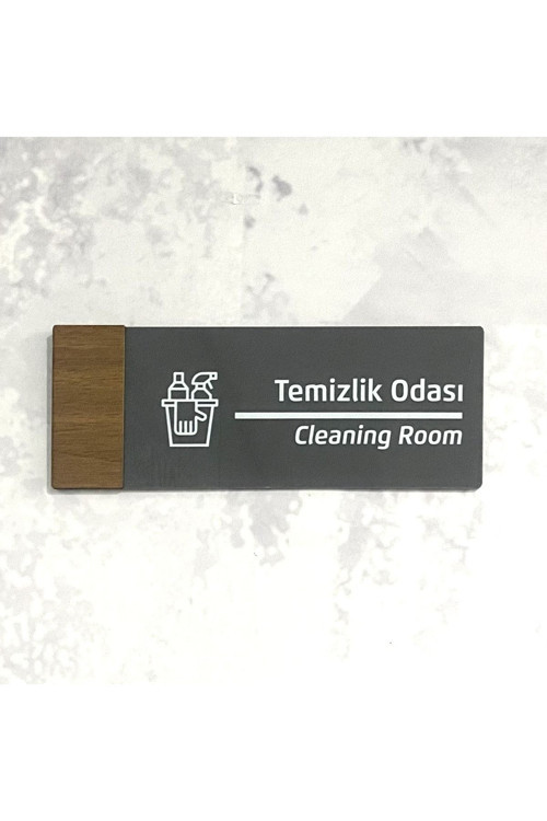 Wooden Serisi (Temizlik Odası) Ofis Oda Kapı İsimliği Yönlendirme Tabelası