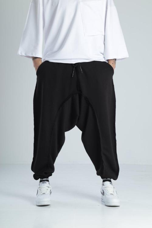 Pis Dikişli Siyah Spor Şalvar