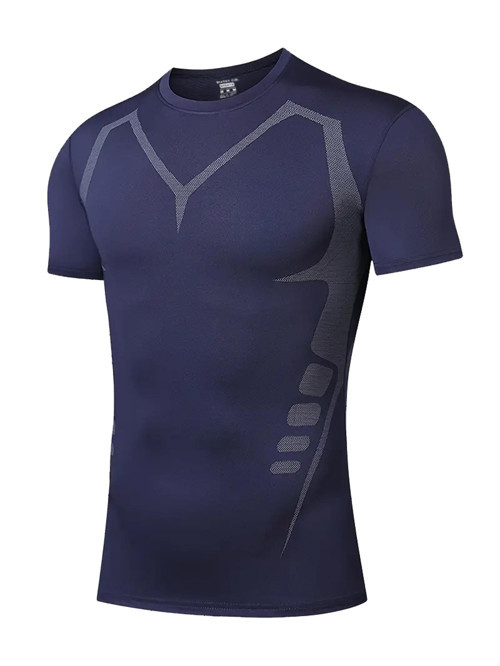 Erkek Ultra Esnek Koşu Egzersiz Hızlı Kuruma Nefes Alabilen Kısa Kollu Spor T-shirt