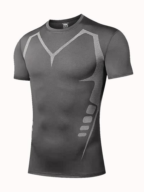 Erkek Ultra Esnek Koşu Egzersiz Hızlı Kuruma Nefes Alabilen Kısa Kollu Spor T-shirt