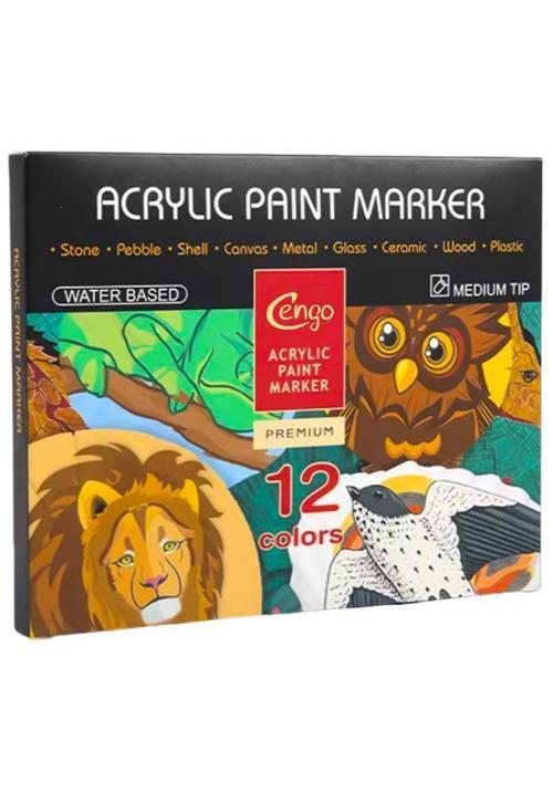 Orta Uçlu Akrilik İşaretleyici Kalem 12 Renk CGO603