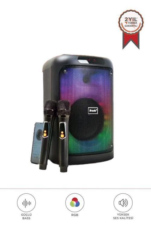 BTS-2102 33 W  Karaoke Subwoofer Çift mikrofonlu Taşınabilir 3000 mAh Akıllı Bluetooth Hoparlör
