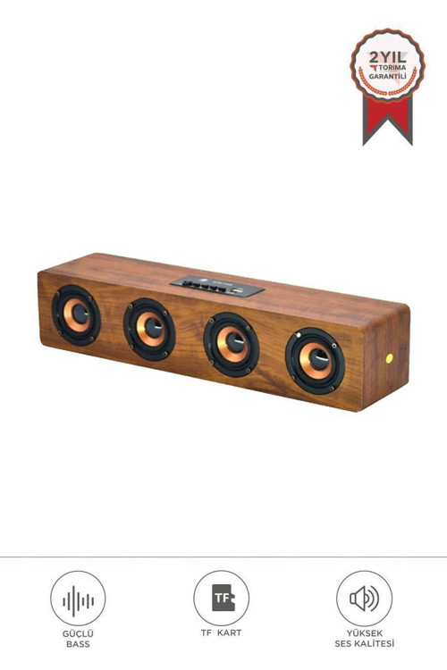 KTS-1108 Ahşap Kasa Bluetooth Hoparlör | 4 Hoparlör | Ahşap Tasarım | AUX USB TF Kart Girişli Kablosuz Speaker