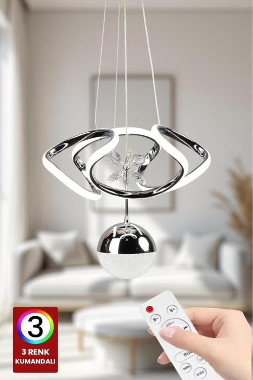 Kumandalı Led Avize 3 Renk Küçük Dron Toplu Krom(Salon,Mutfak,Yatak Odası,Koridor)