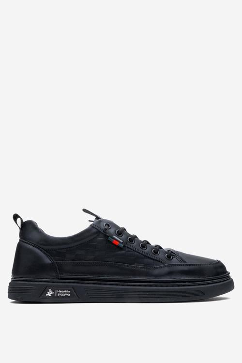 Erkek Rahat Taban Lastik Bağcıklı Sneaker Gerçek Deri MC 19039 SİYAH