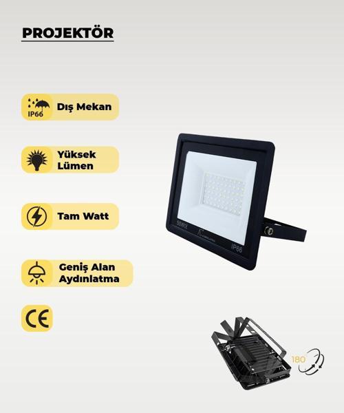 50W Led Projektör Sarı Işık