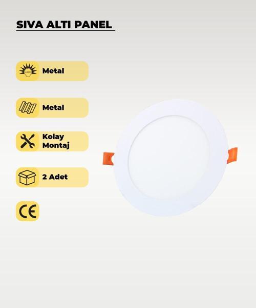 9W Sıva Altı Yuvarlak Slim Led Panel Beyaz Işık 2 Adet