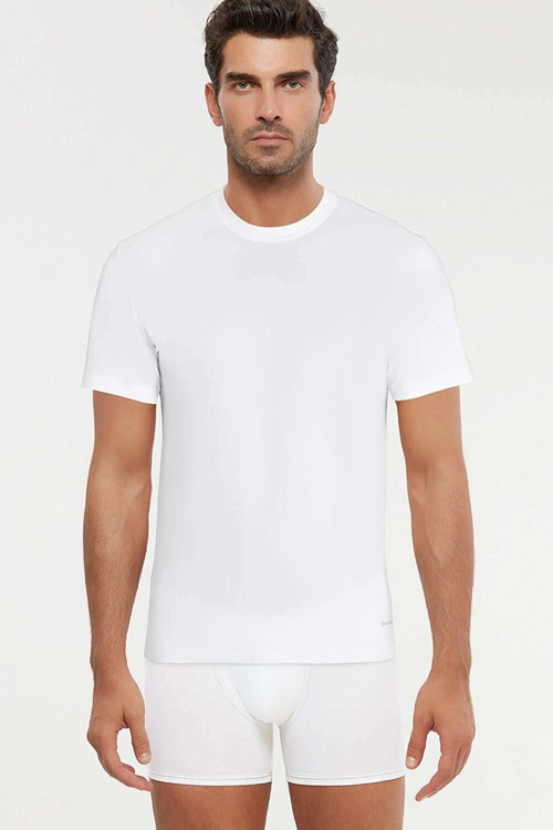 Beyaz James Bisiklet Yaka Basic Erkek Tshirt 2 Li Paket