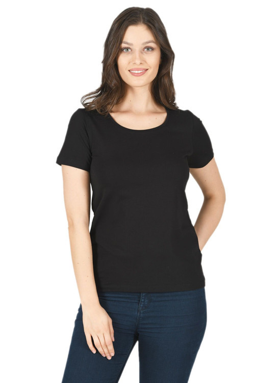 Kadın Pamuklu Kısa Kollu Bisiklet Yaka Esnek Rahat Fanila T-Shirt