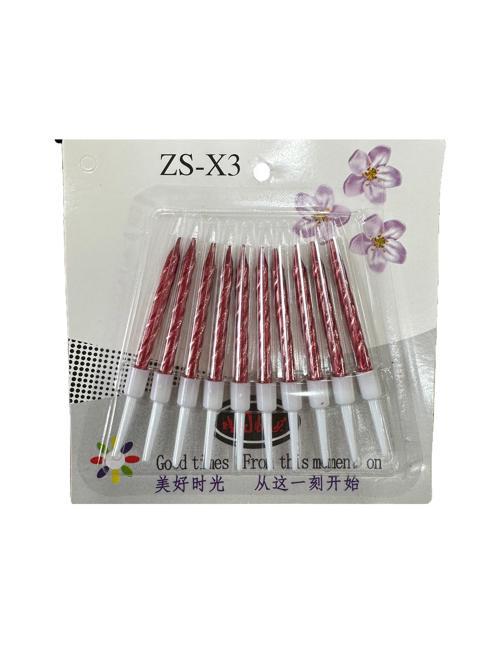 Burgulu Doğum Günü Parti Süs Pasta Mumu - Kırmızı - 8 Cm. - 10 Adetlik Paket