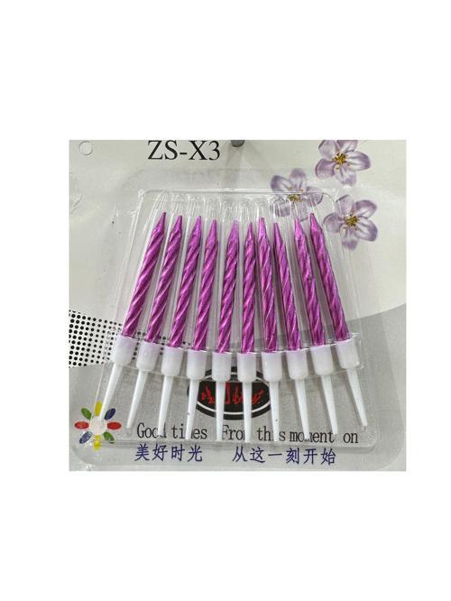 Burgulu Doğum Günü Parti Süs Pasta Mumu - Pembe - 8 Cm. - 10 Adetlik Paket