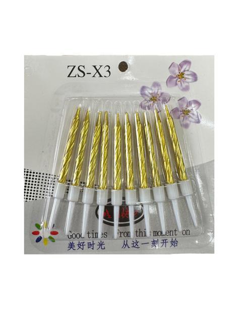 Burgulu Doğum Günü Parti Süs Pasta Mumu - Sarı - 8 Cm. - 10 Adetlik Paket