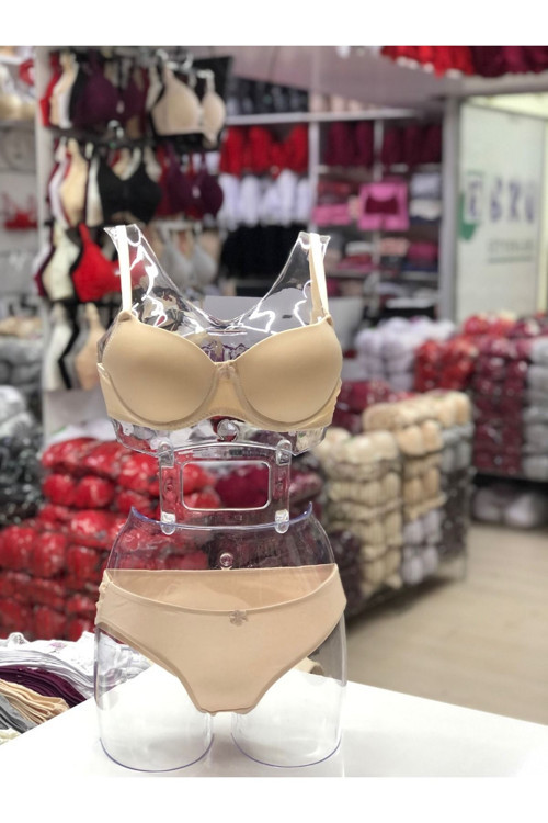 İç Giyim Ebru Desteksiz Silikonlu Tulumlu Sütyen Ve Külot Takım (Sütyen Yıkama Topu Hediyeli)