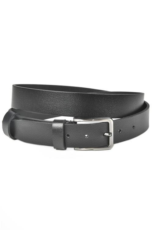 Erkek Siyah Hakiki Deri Klasik Kemer 3,5 cm Kumaş Pantolon Kemeri 2502635