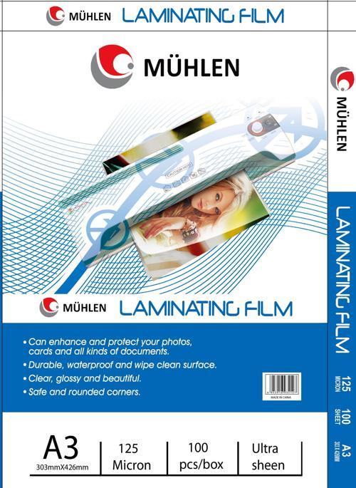 Beutel A3-125 / A3 Boyutu, 125 Mikron Laminasyon PVC Filmi 1 Paket 100 Adet