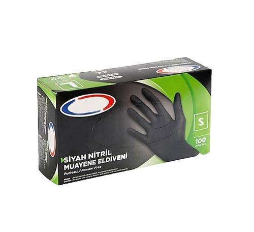 Karex Siyah Nitril Pudrasız Eldiven 100'lü Paket Small