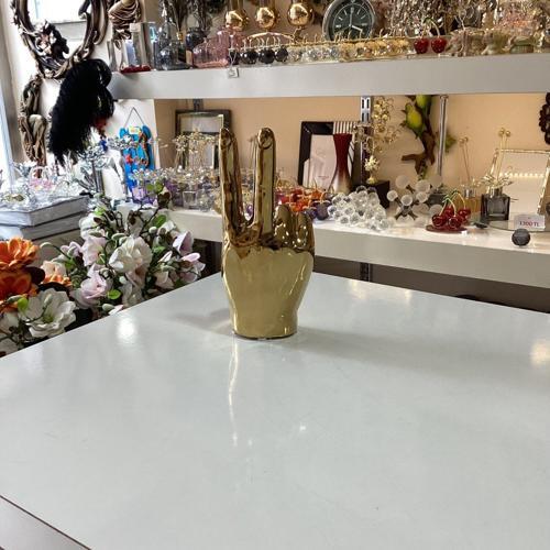 Dekoratif Barış El İşareti Gold Renk 18 cm