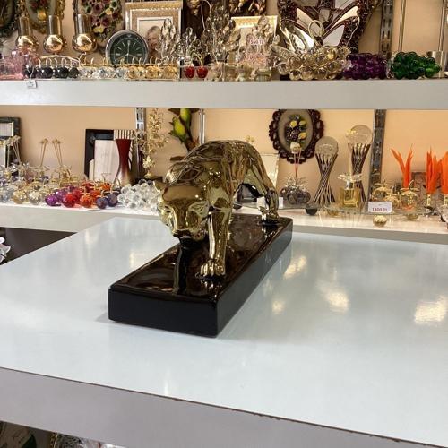 Dekoratif Leopar Seramik Gold Renk