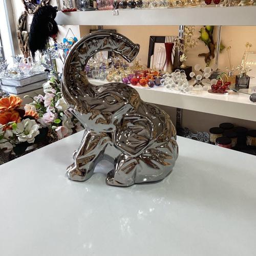 Dekoratif Origami Fil Seramik Gümüş Renk