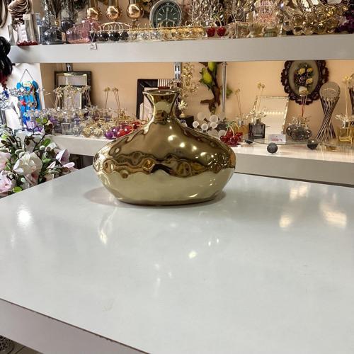 Dekoratif Seramik Vazo Gold Renk 15 cm