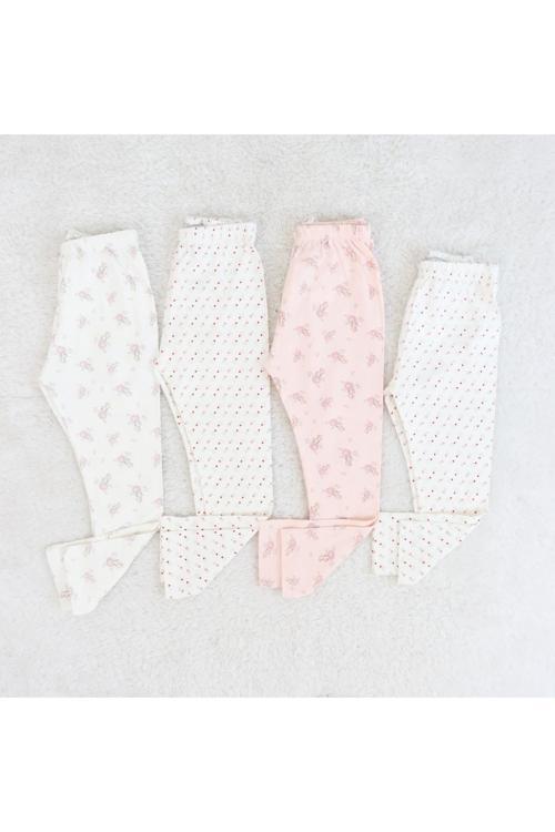 Kız Bebe&Çocuk Baskılı Pamuklu Pijama Altı 4'lü Paket