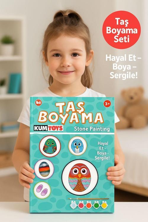 Taş Boyama Seti- Doğal Taşlar-Akrilik Boya-Fırça-Ahşap Hepsi Bir Arada Muhteşem Set