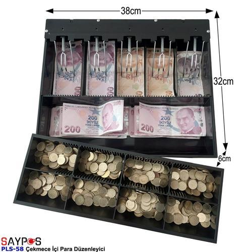 Çekmece İçi Para Düzenleyici 5 Banknot Gözlü Gizli Evrak Hazneli 38x32x6cm