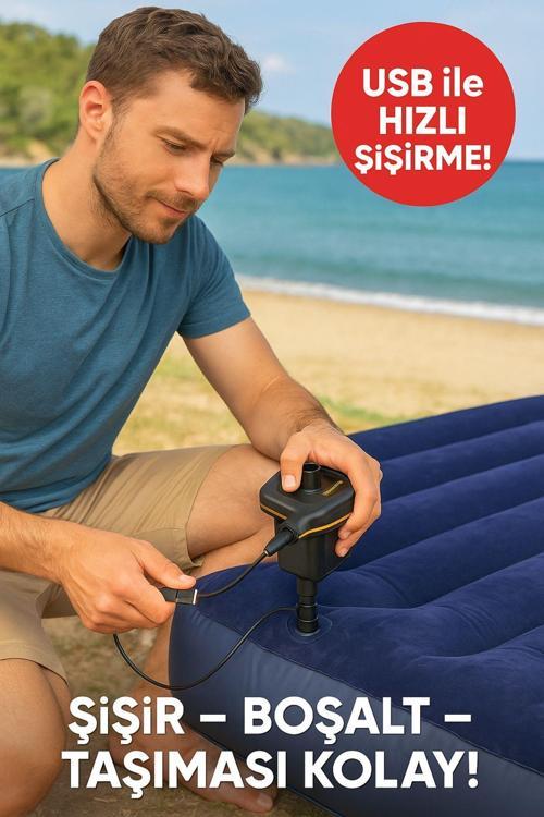 Kamp & Plaj Şişme Pompası – USB Girişli