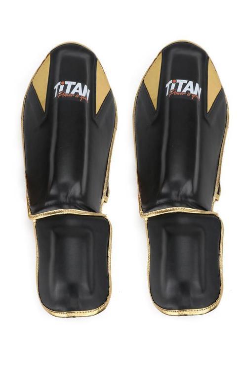Parlak Siyah-Altın(Gold) Muay Thai, Kick Boks Kaval Koruyucu