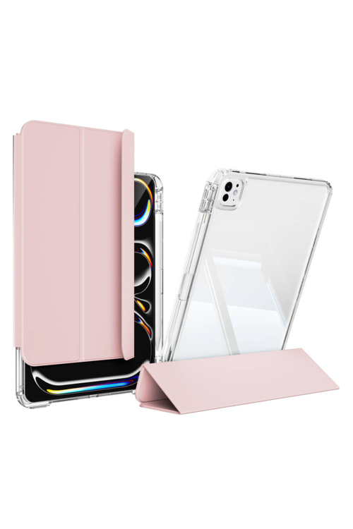 iPad Pro 13 2024 Uyumlu Airbagli Manyetik Ayrılabilen Fuchsia Sliding Tablet Kılıfı