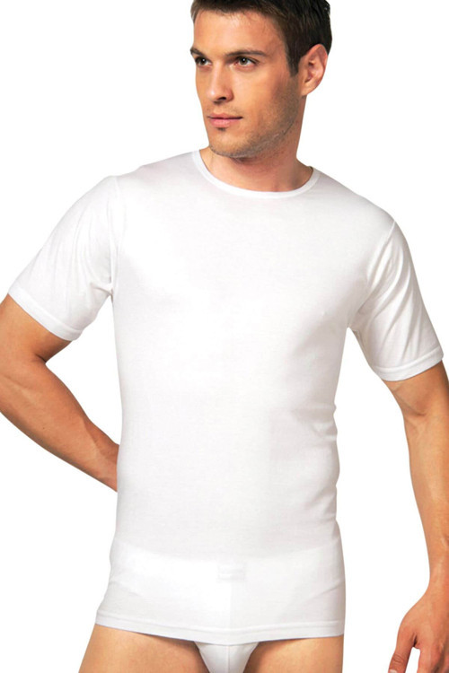 Erkek Beyaz Kısa Kollu Bisiklet Yaka T Shirt 2510