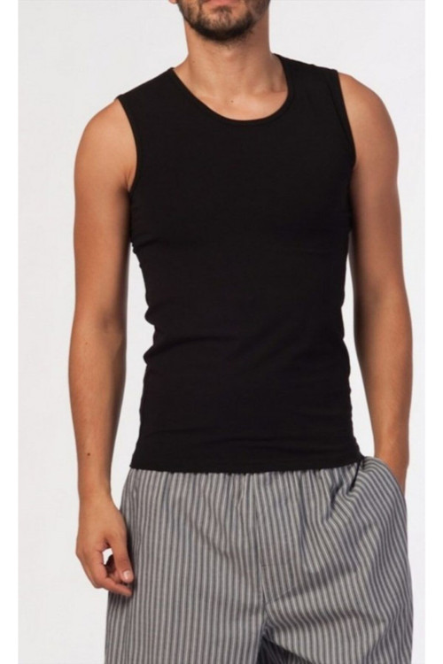 Erkek Siyah Kolsuz Bisiklet Yaka Fit Kalıp T Shirt 2205