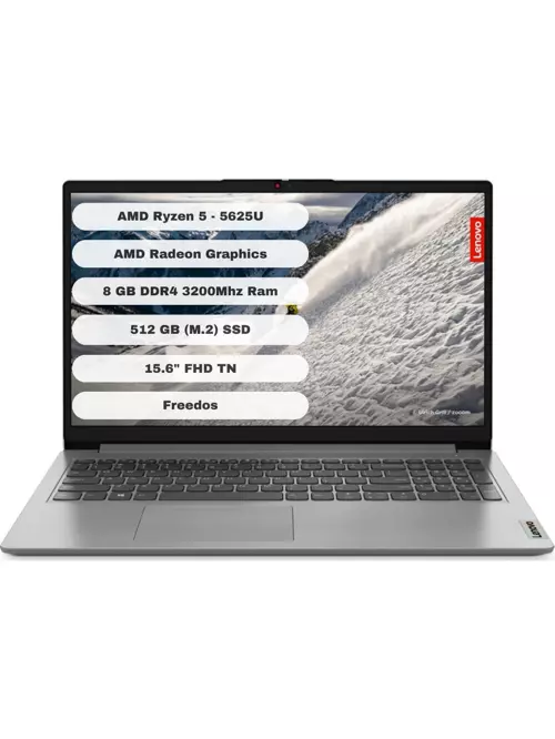 IdeaPad 1 AMD Ryzen 5 5625U 8GB 512GB SSD Freedos 15.6" FHD Taşınabilir Bilgisayar 82R400VPTX