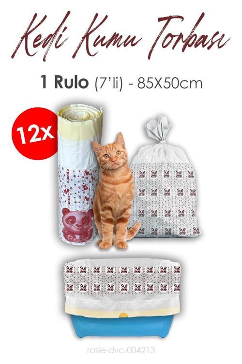 Kedi Kumu Torbası, Poşeti, 85x50cm, 7' li 12 Rulo