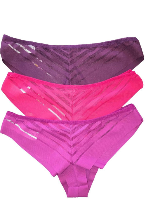 Lingerie Transparan Şeritli Iz Yapmayan Külot 3'Lü Set.Mdl-3682
