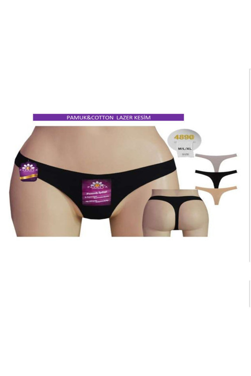 Pamuk Kumaş Lazer Kesim String Külot (6 Adet)