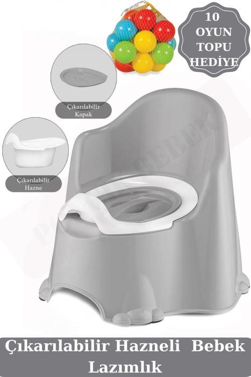 Comfort Taşınabilir Lazımlık – Çocuk Tuvalet Eğitimi Alıştırma Lazımlığı Gri 10 Top