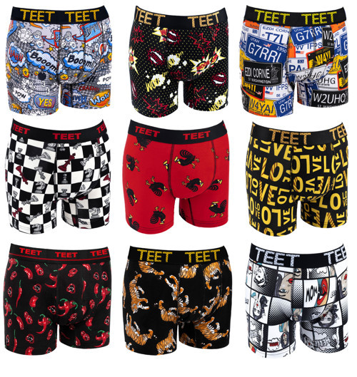 Erkek Boxer Pamuklu Desenli Premium 9'lu Set